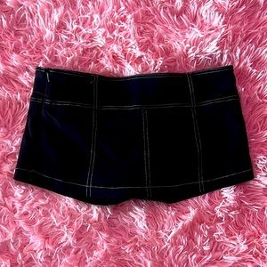 Black denim ultra micro mini y2k skirt with built in shorts